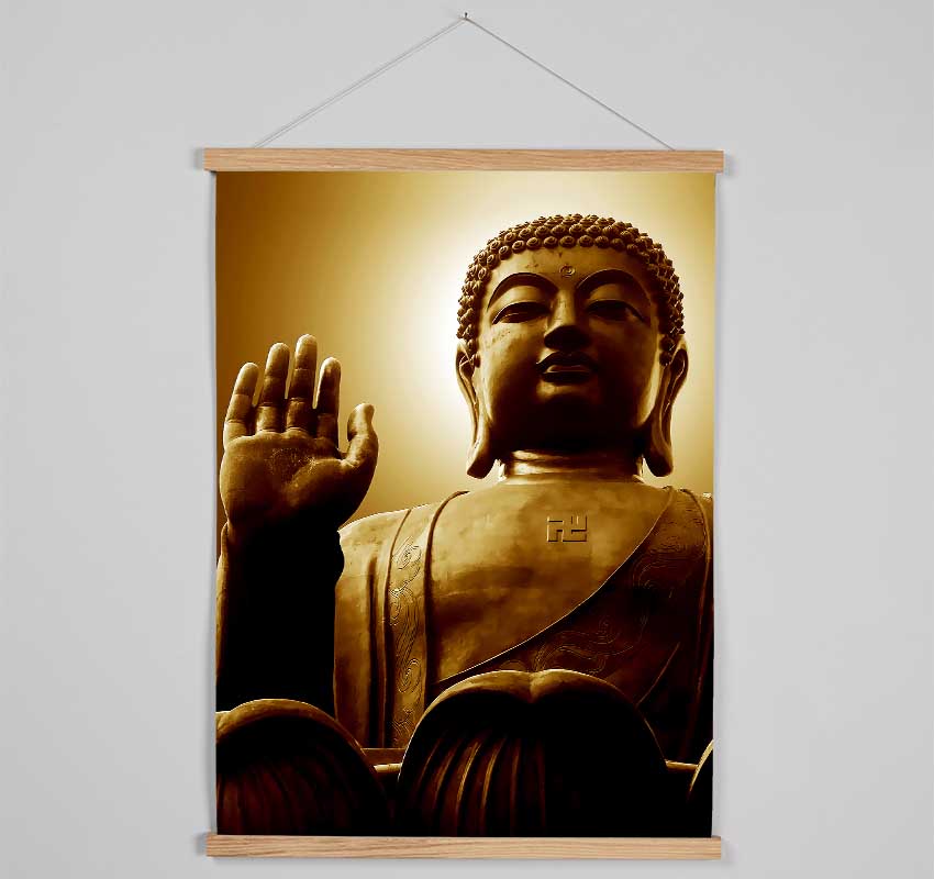 Sepia Buddha Statue Hanging Poster - Wallart-Direct UK