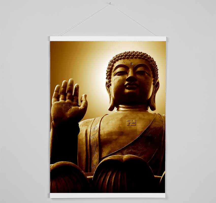 Sepia Buddha Statue Hanging Poster - Wallart-Direct UK