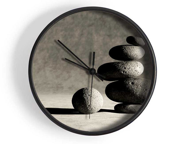 Black n White Stone Age Clock - Wallart-Direct UK