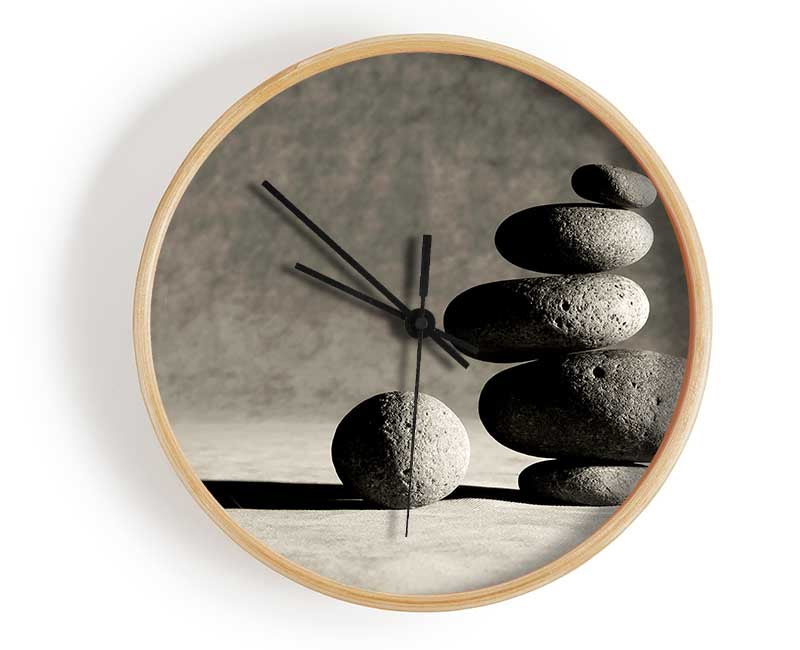 Black n White Stone Age Clock - Wallart-Direct UK