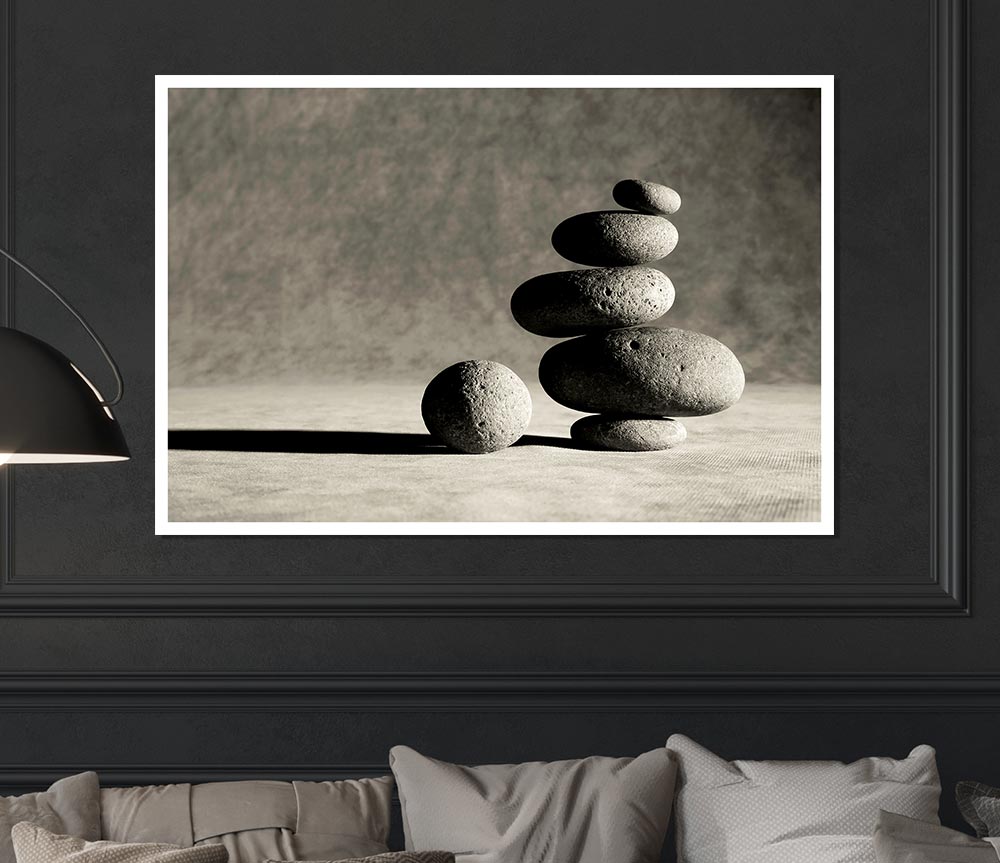 Black N White Stone Age Print Poster Wall Art