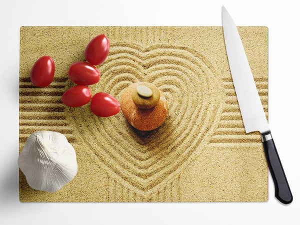 Love Heart Sand Stone Glass Chopping Board