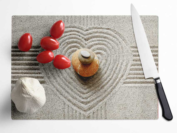 Love Heart Stones Glass Chopping Board