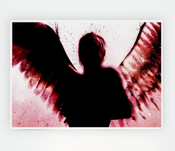 Angels In The Night Red Print Poster Wall Art