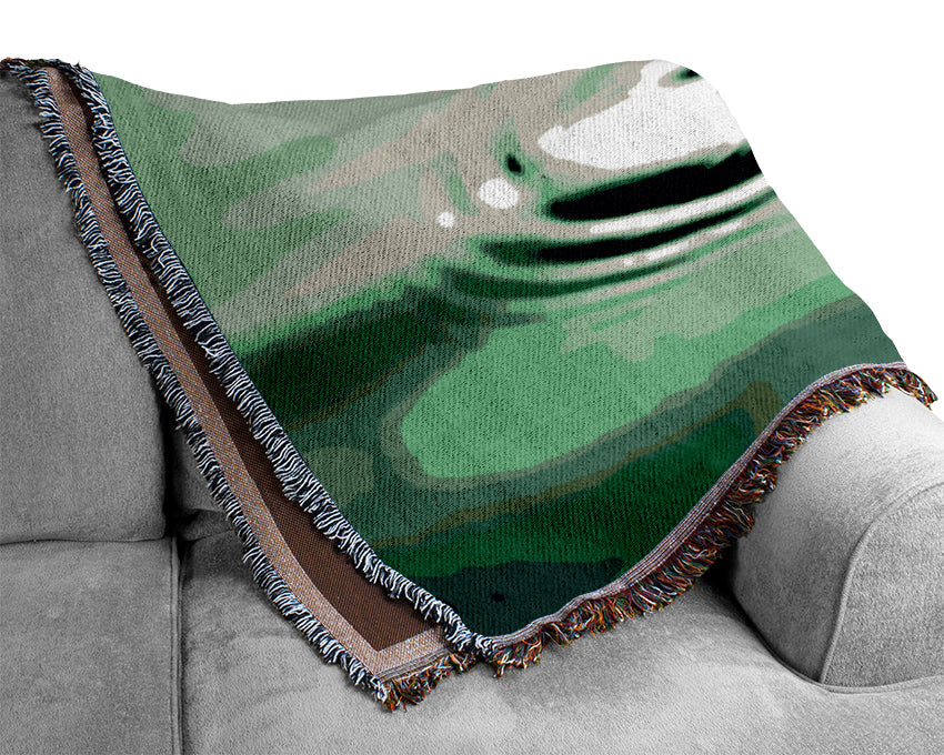 Green Water Ripples Woven Blanket