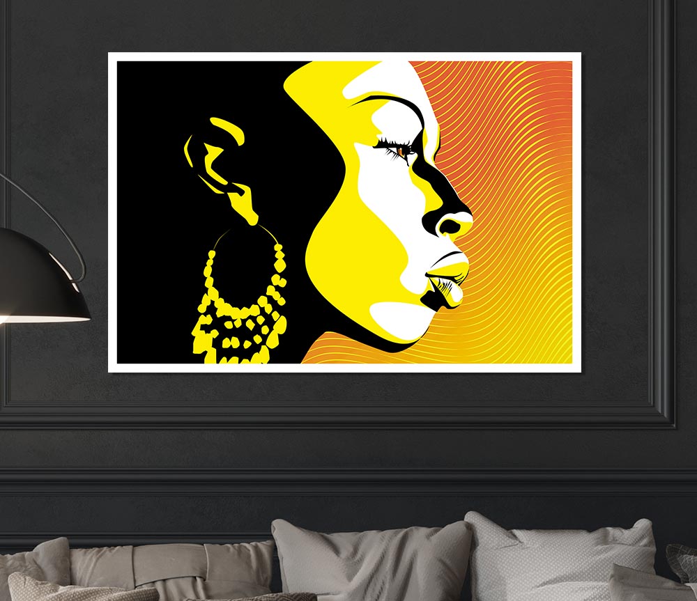 African Female Bathed In Golden Light Print Poster Wall Art