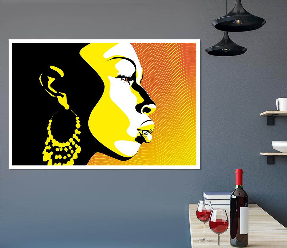 African Female Bathed In Golden Light Print Poster Wall Art