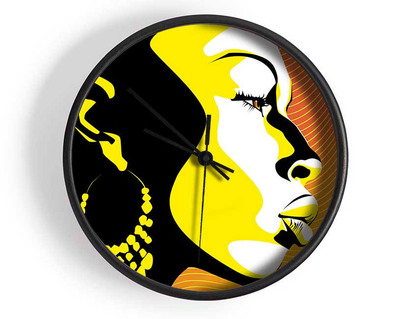 African Female Bathed In Golden Light Clock - Wallart-Direct UK