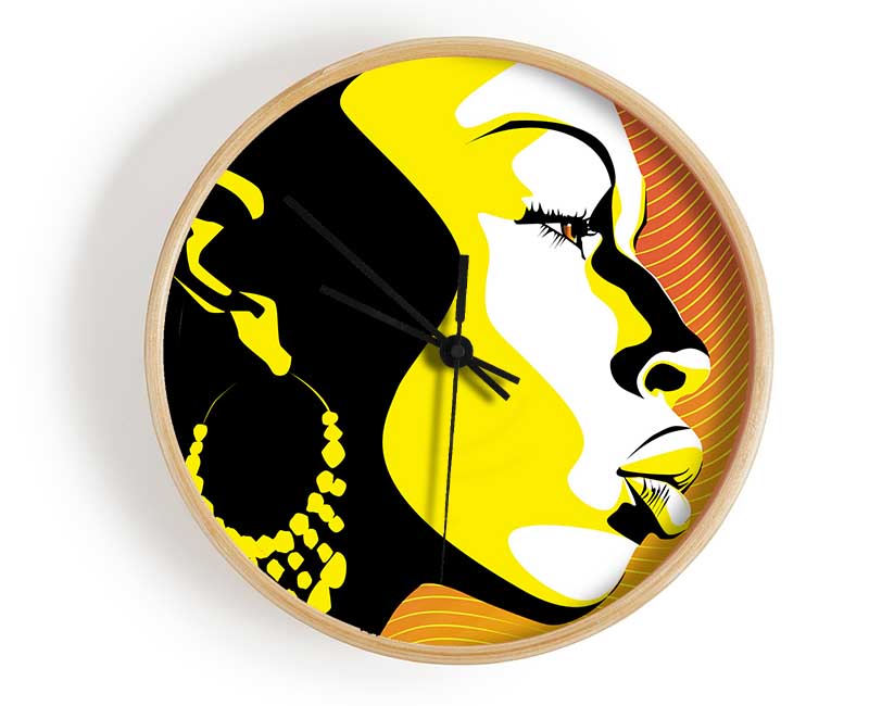 African Female Bathed In Golden Light Clock - Wallart-Direct UK