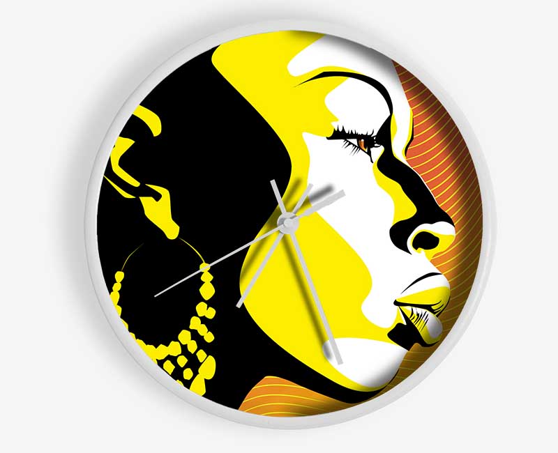 African Female Bathed In Golden Light Clock - Wallart-Direct UK