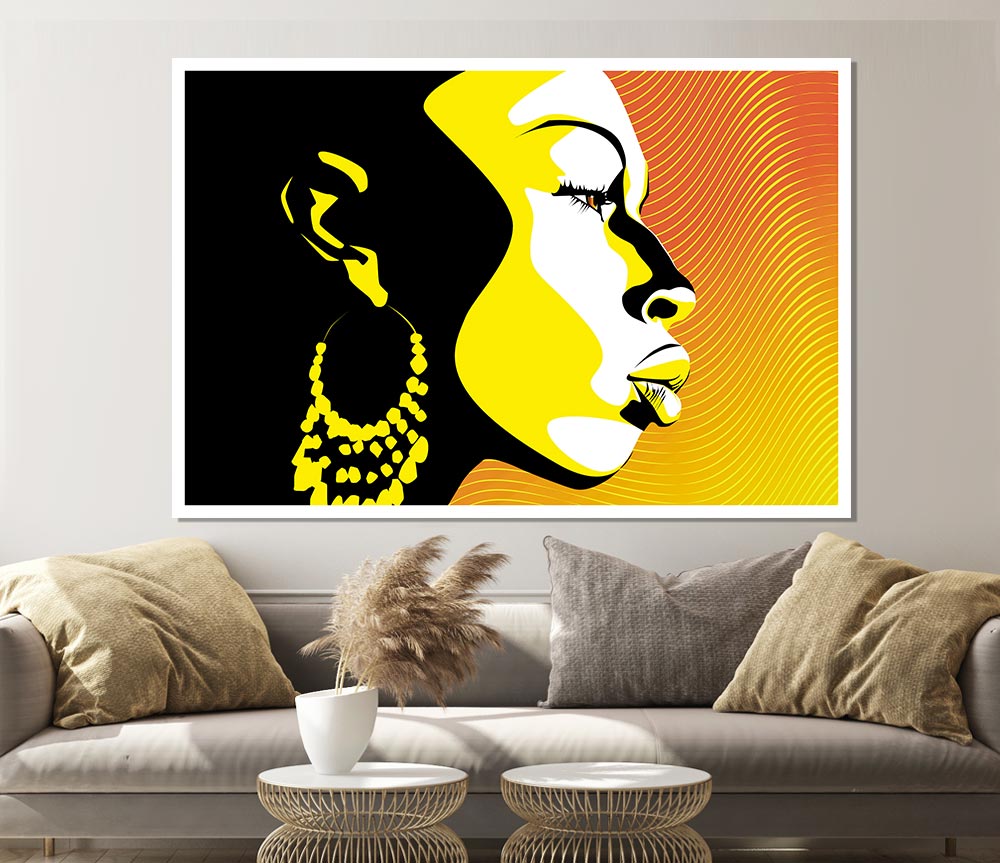 African Female Bathed In Golden Light Print Poster Wall Art