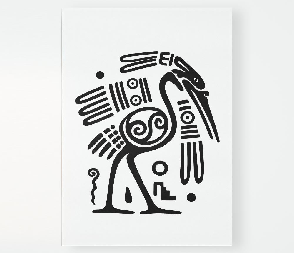 Tribal Bird Print Poster Wall Art