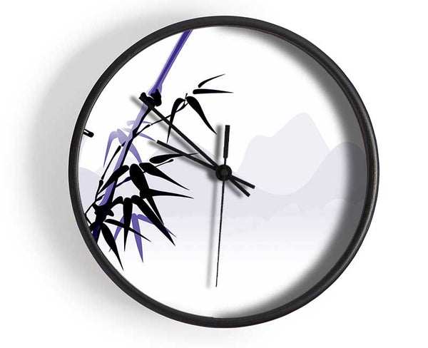 Purple Bamboo Mountains Clock - Wallart-Direct UK