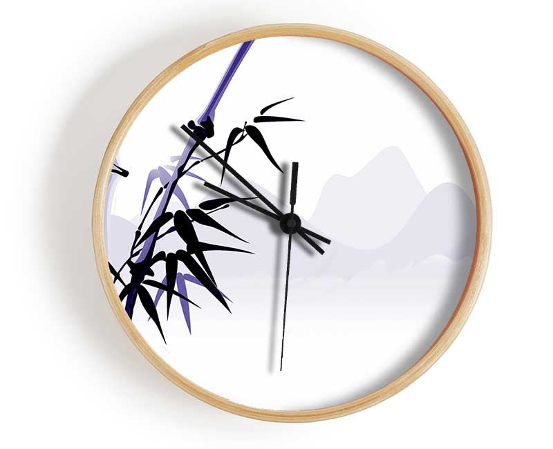 Purple Bamboo Mountains Clock - Wallart-Direct UK