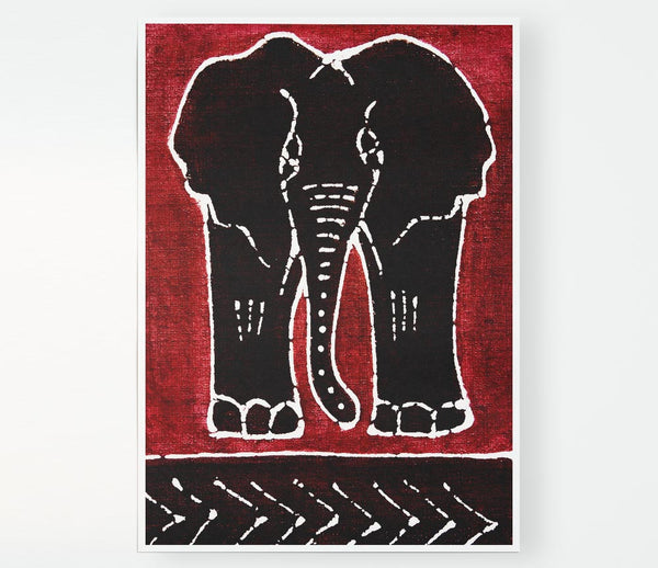 Aboriginal Red Elephant Print Poster Wall Art