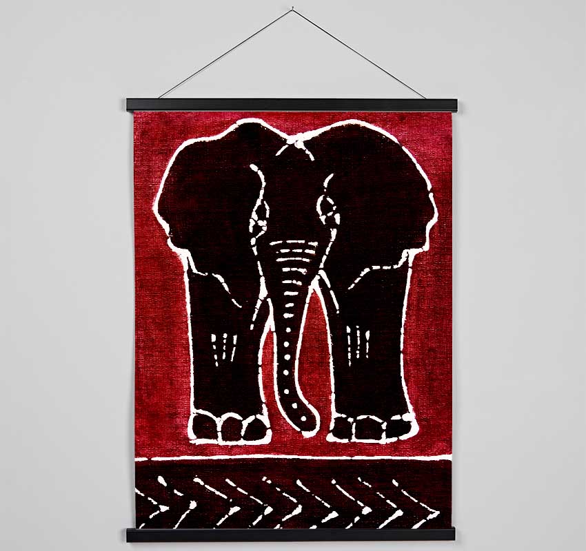 Aboriginal Red Elephant Hanging Poster - Wallart-Direct UK