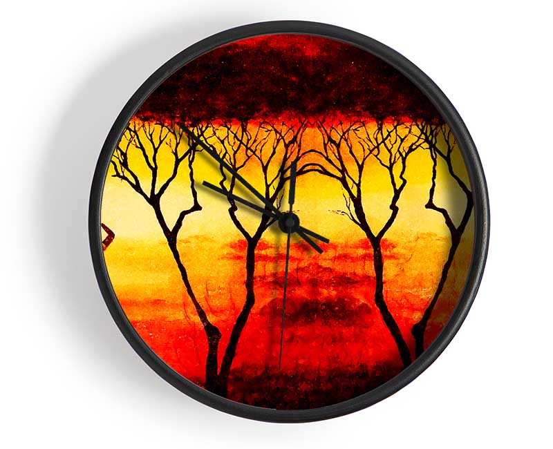 African Women Working In The Blazing Red Fields Clock - Wallart-Direct UK