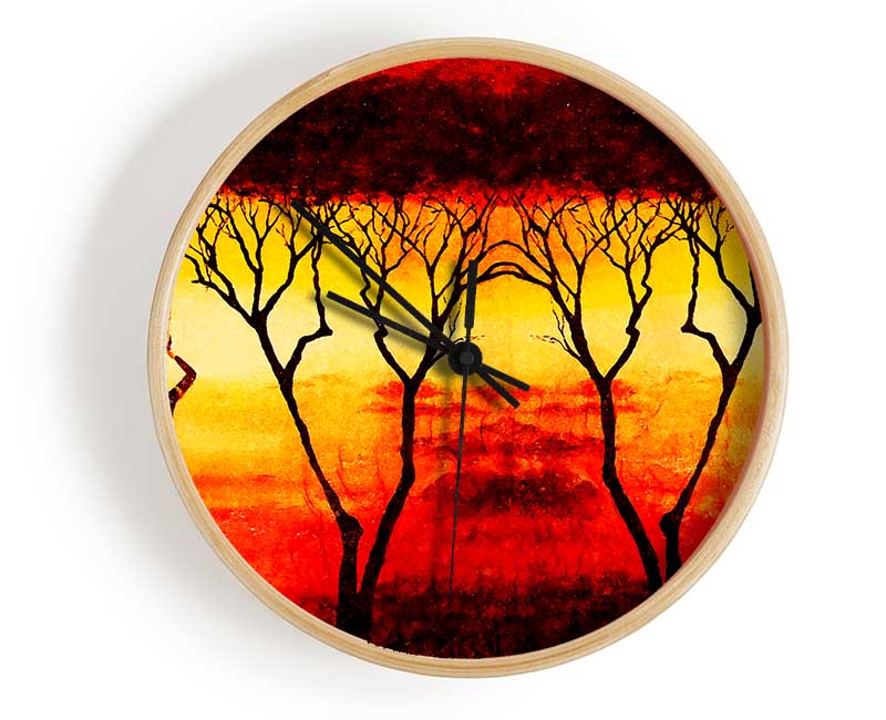 African Women Working In The Blazing Red Fields Clock - Wallart-Direct UK