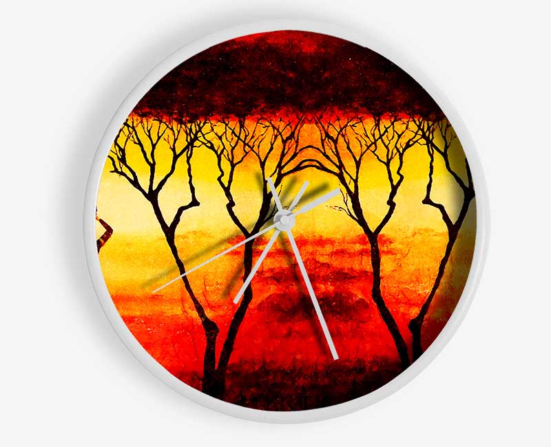 African Women Working In The Blazing Red Fields Clock - Wallart-Direct UK