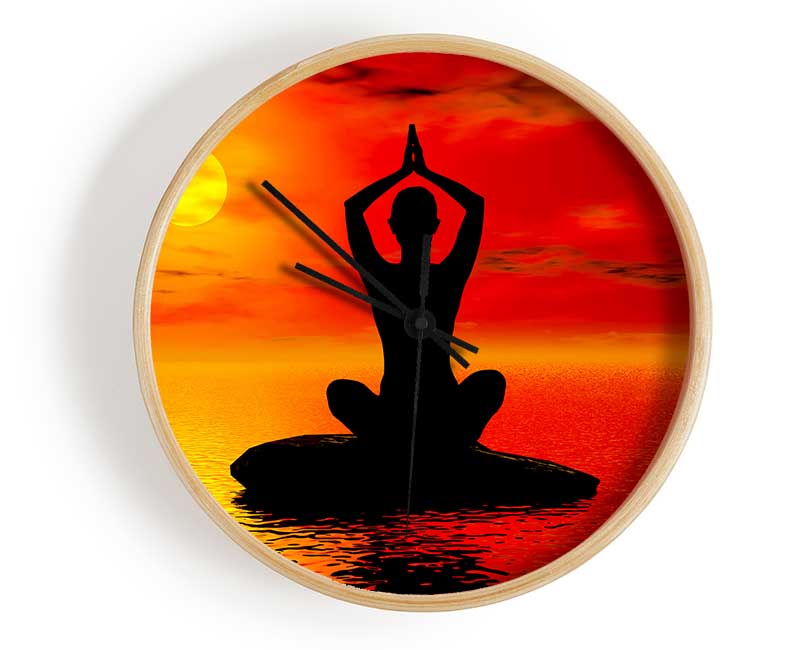 Yoga Ocean Sun Blaze Clock - Wallart-Direct UK