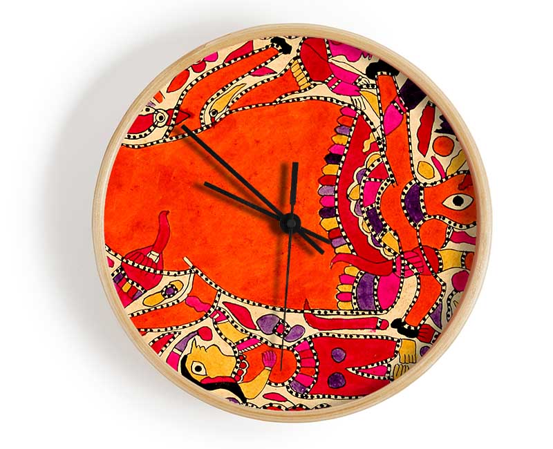 Aboriginal Madhubani Clock - Wallart-Direct UK