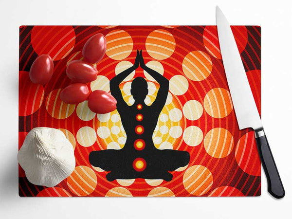 Chakras Body Balance Glass Chopping Board