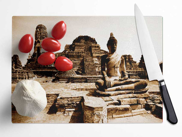 Buddha Ancient Temple Glass Chopping Board