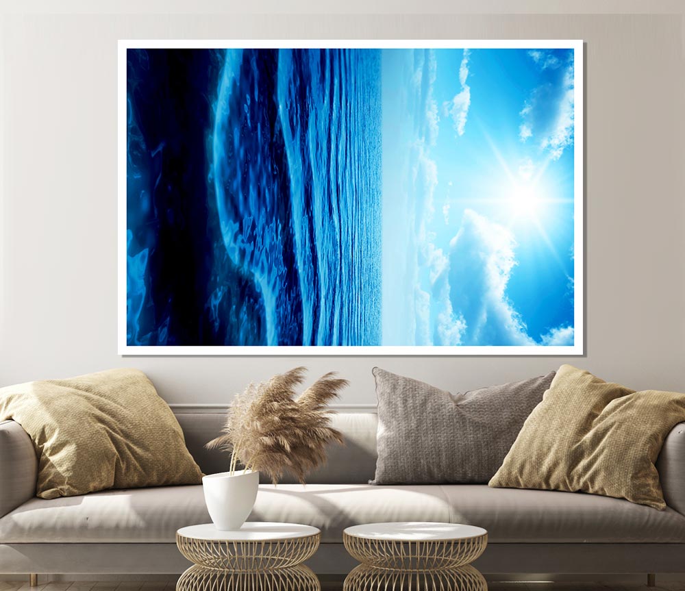 The Blue Star Sun Print Poster Wall Art