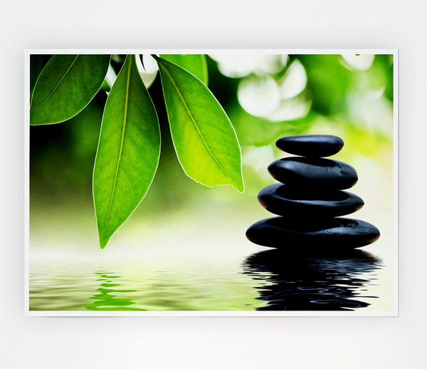 Tranquil Water Stones Print Poster Wall Art