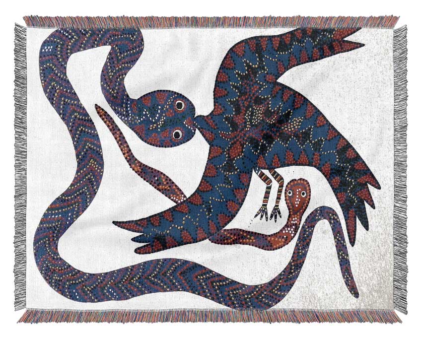 Aboriginal Snake Bird Woven Blanket