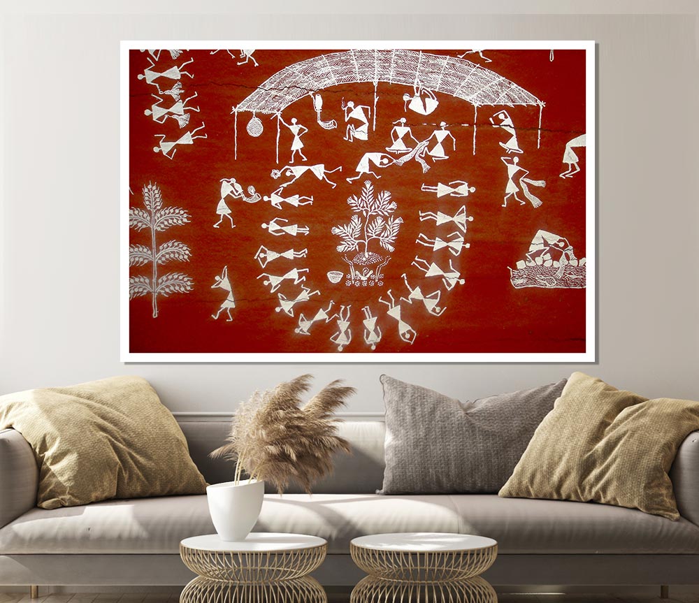 Aboriginal Warli Mahabharata Print Poster Wall Art