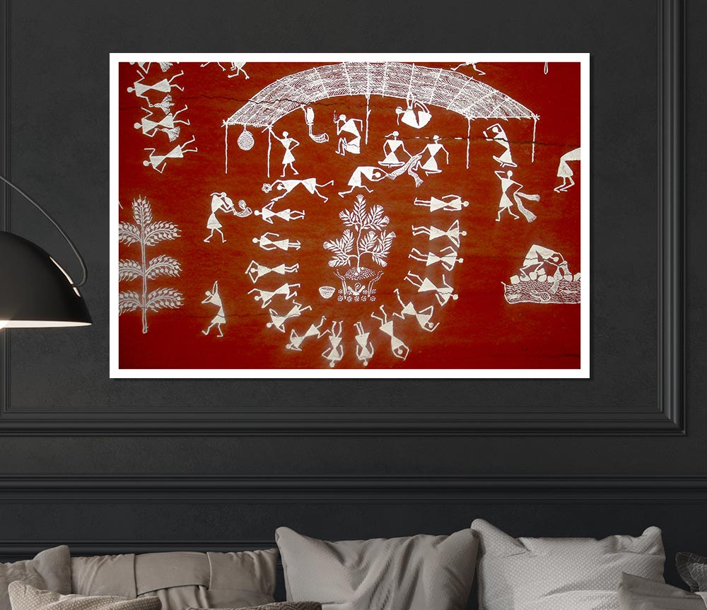 Aboriginal Warli Mahabharata Print Poster Wall Art