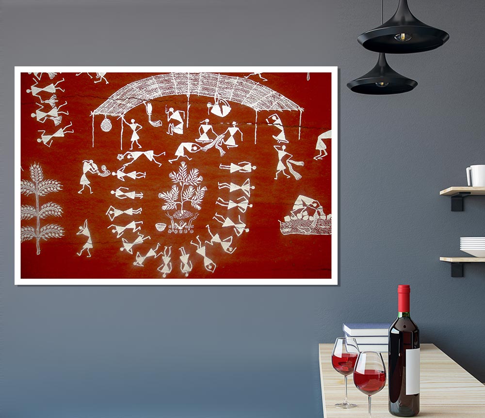 Aboriginal Warli Mahabharata Print Poster Wall Art