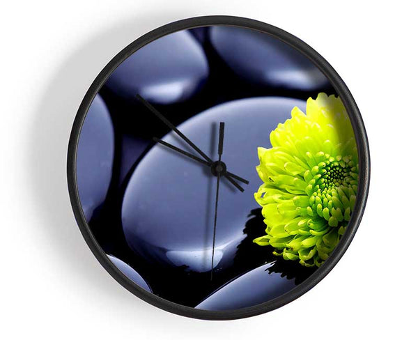 Black Zen Stones And A Yellow Mum Clock - Wallart-Direct UK