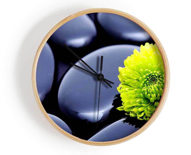 Black Zen Stones And A Yellow Mum Clock - Wallart-Direct UK