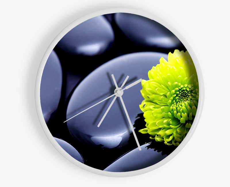 Black Zen Stones And A Yellow Mum Clock - Wallart-Direct UK