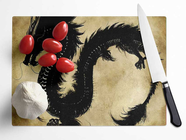 Chinese Black Dragon Glass Chopping Board