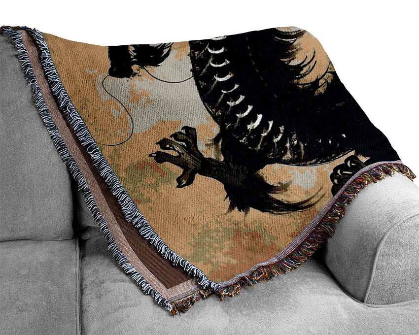 Chinese Black Dragon Woven Blanket