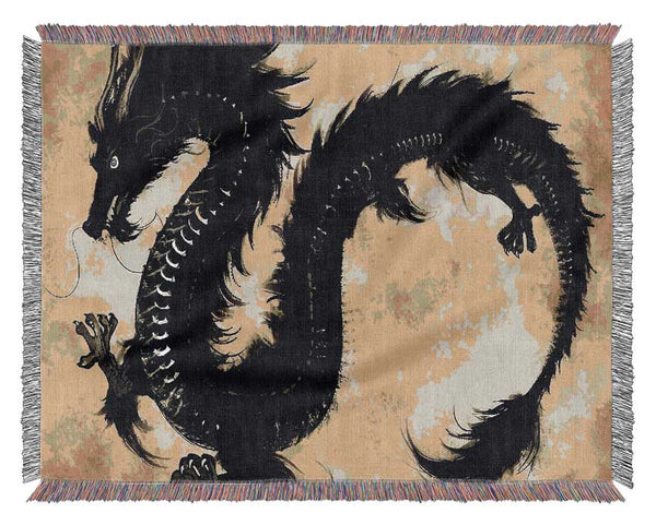 Chinese Black Dragon Woven Blanket