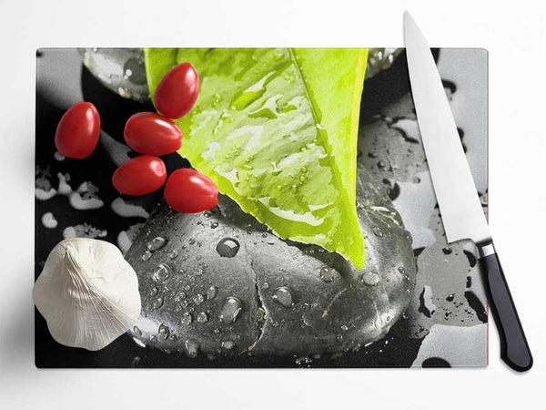 Zen Stone And Leaf Glass Chopping Board