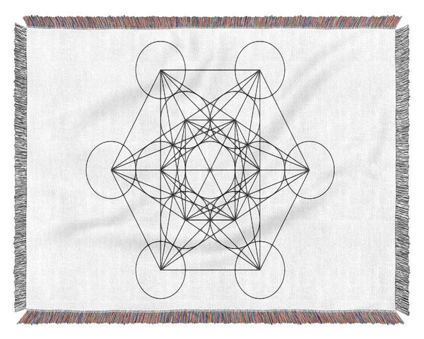 Metatrons Cube Drawing Woven Blanket