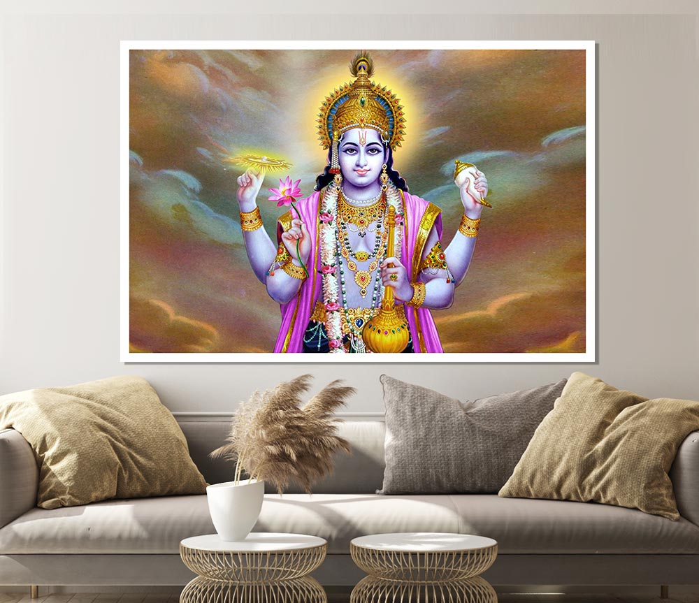 Hindu Vishnu Print Poster Wall Art