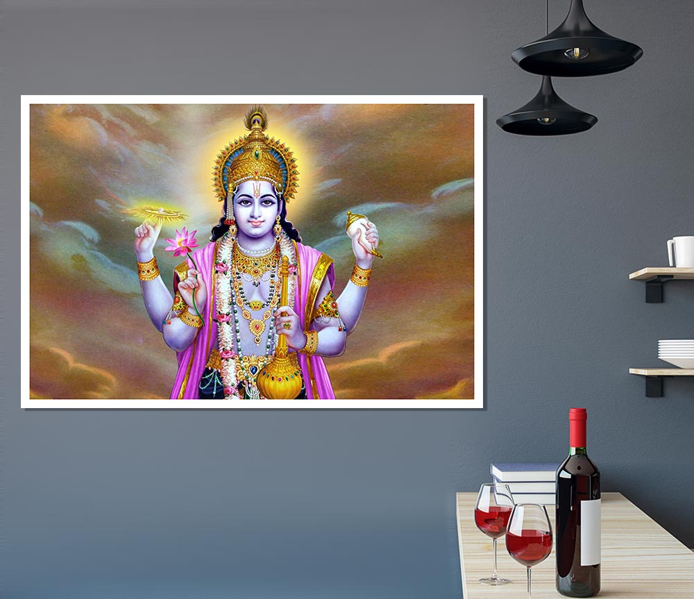 Hindu Vishnu Print Poster Wall Art