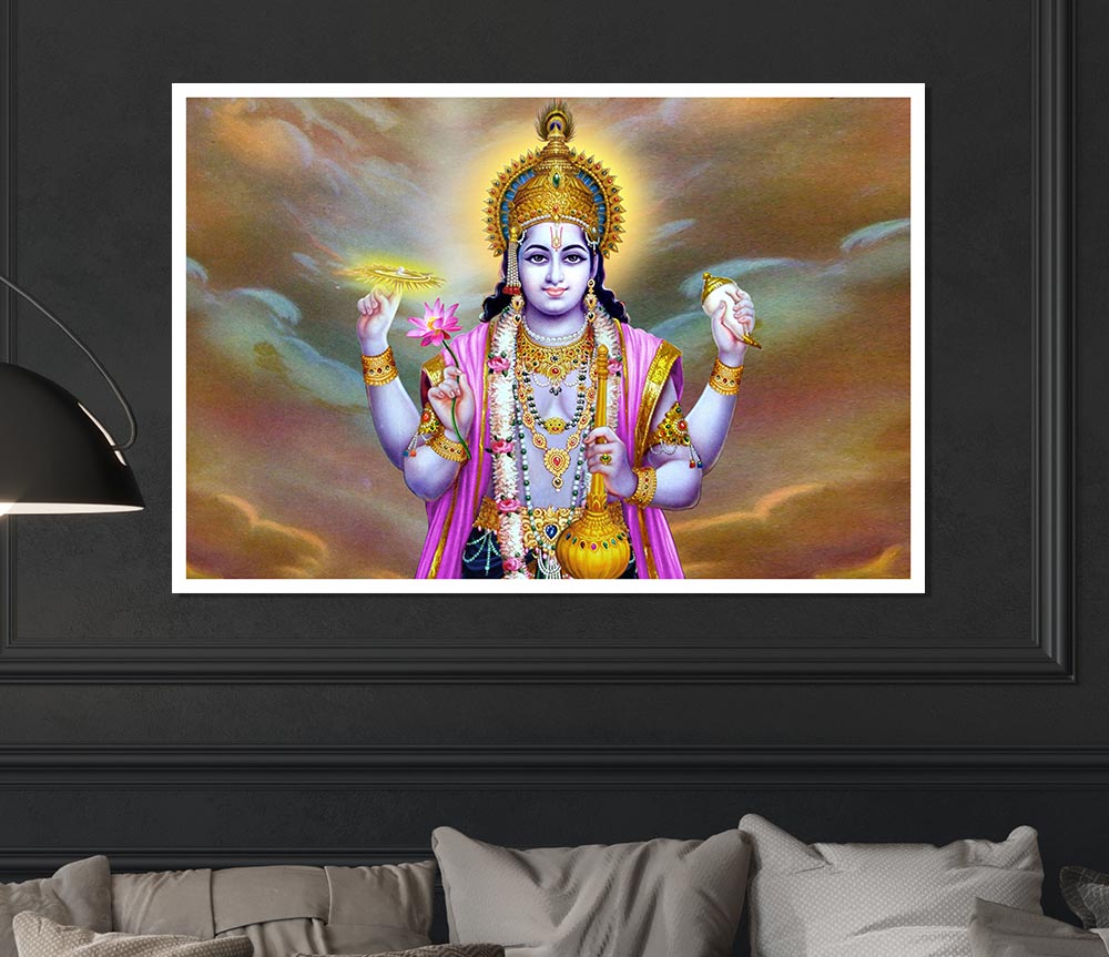 Hindu Vishnu Print Poster Wall Art