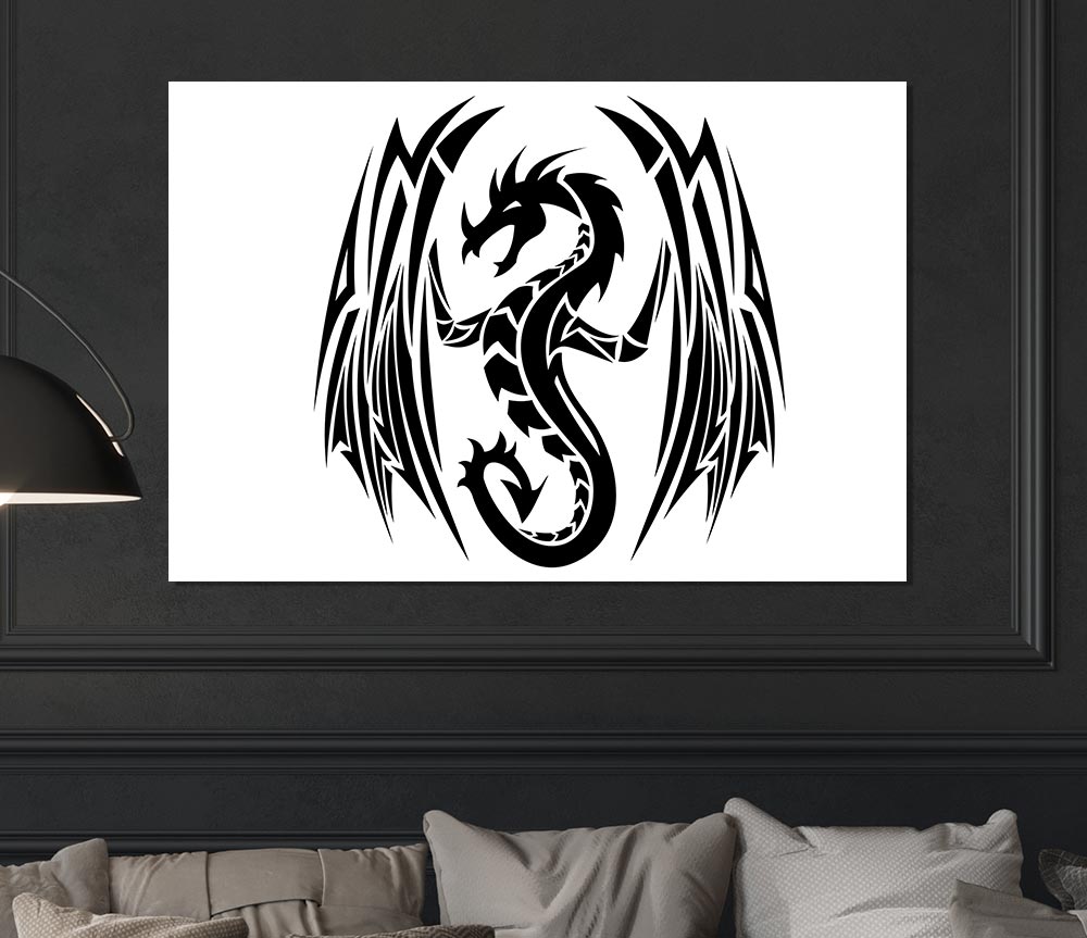 Tribal Wings Dragon Print Poster Wall Art