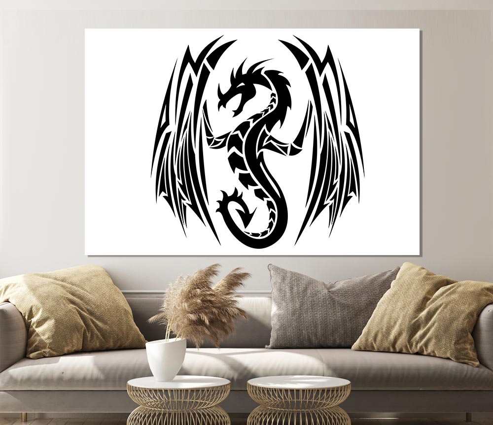 Tribal Wings Dragon Print Poster Wall Art