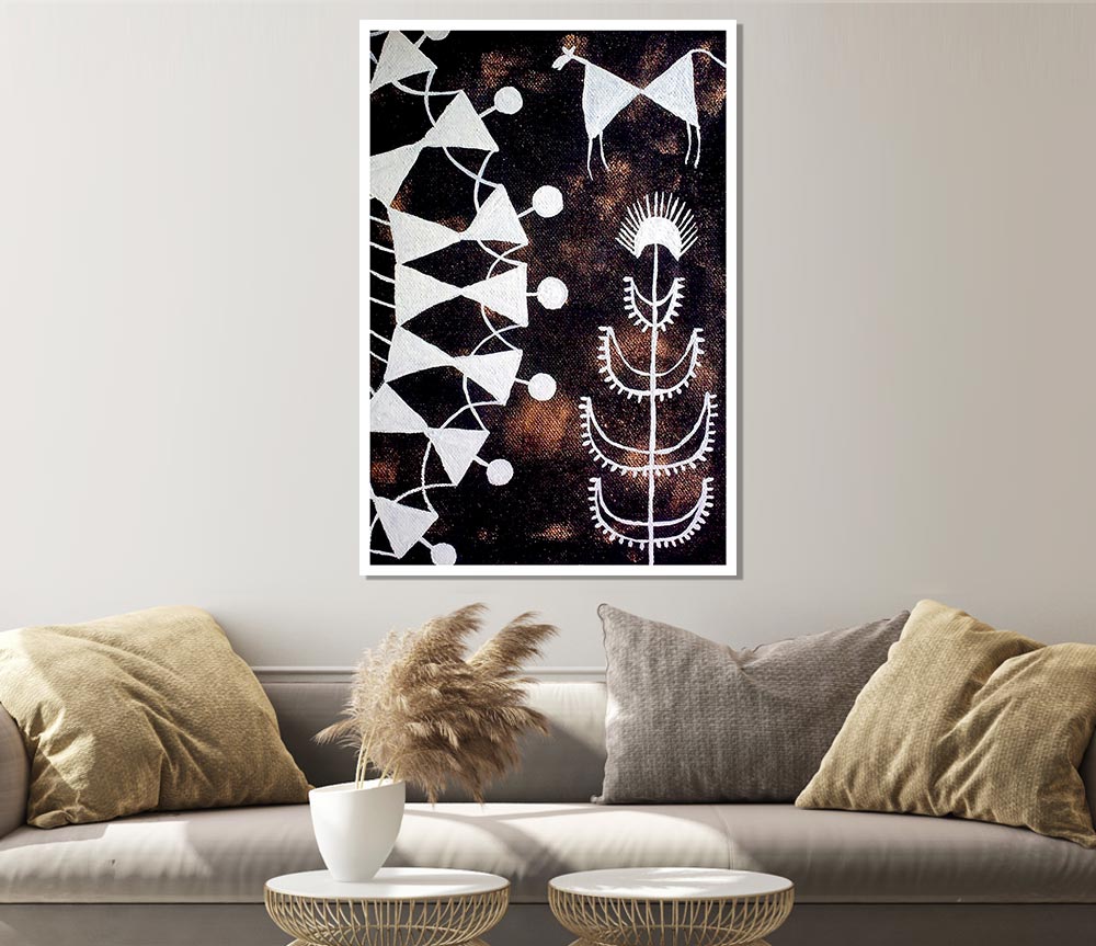 Aboriginal Warli Tarpa Dance Print Poster Wall Art