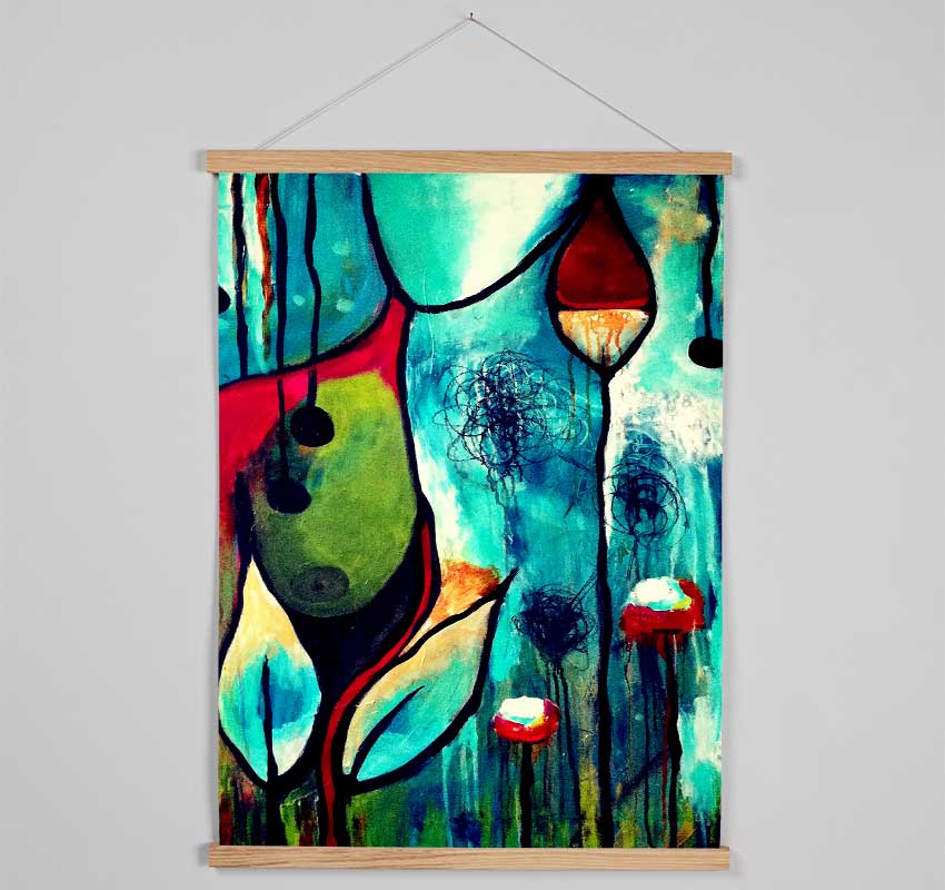 Tulips In Blue Hanging Poster - Wallart-Direct UK