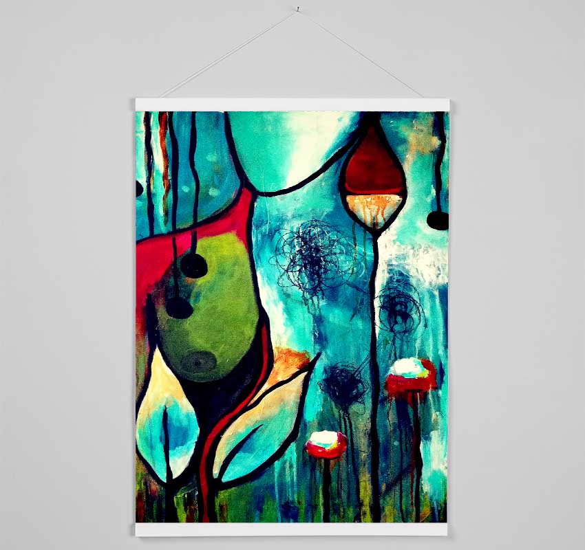 Tulips In Blue Hanging Poster - Wallart-Direct UK