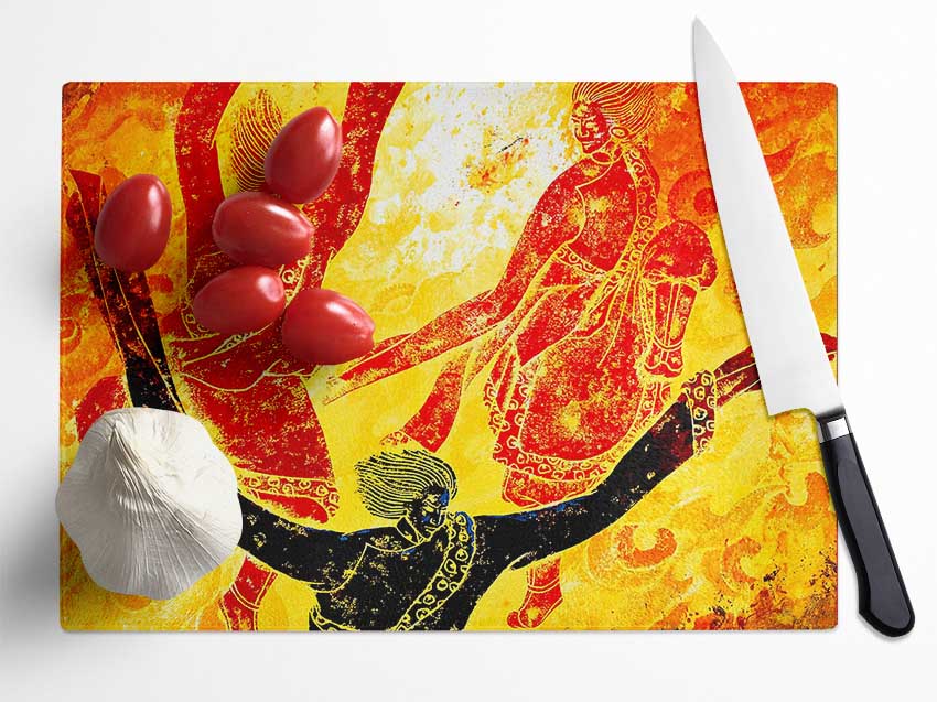 Tibetan Art Fire Of The Gods Glass Chopping Board